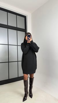 Siyah Balıkçı Yaka Oversize Triko Elbise GAUS-00900GAUSELBİSEGAUS-00900