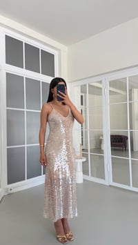 Bej Ayarlanabilir Askılı Astarlı Pullu Etek GAUS-01684GAUSELBİSEGAUS-01684