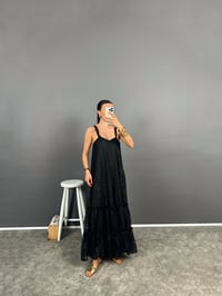 İva Siyah Askılı Dantelli Uzun ElbiseGausELBİSEGU008637