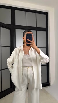 Ekru Dantel Detaylı Birleşik Atlet Gömlek İkili Tencel Gömlek GAUS-01181GAUSTAKIMGAUS-01181