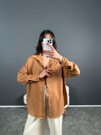 Daria Taba Keten Oversize GömlekGausGÖMLEKGU007105