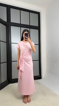 Pembe Bağlama Detaylı Modal Kumaş Elbise GAUS-01453GAUSELBİSEGAUS-01453