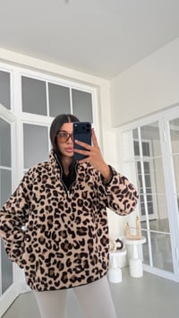 Leopar Desenli Yarım Fermuarlı Polar Sweatshirt GAUS-01916 GAUS-01925GAUSSWEATSHIRTGAUS-01925