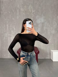 Siyah Transparan Bluz Gaus00126GausBLUZGU1001286