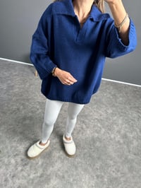 Doi Lacivert  V Yaka Triko Oversize KazakGausKAZAKGU002742