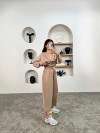 Nevia Sütlü Kahve Modal Kumaş Kapüşonlu Rahat İkili TakımGausTAKIMGU008955