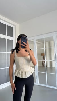 Krem Nakışlı Ayarlanabilir Askılı Korse GAUS-01638GAUSBlouseGAUS-01638