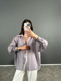 Lulu Gri Oversize Salaş GömlekGausGÖMLEKGU004759