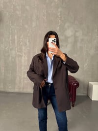 Anna Kahve Çizgili Astarlı Blazer CeketGausCEKETGU00903914