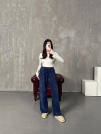 Mexa Lacivert Beli Lastikli Kadife Eşofman AltıGausEŞOFMANGU00903929