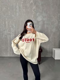 Kırmızı VO Yazılı Taş Triko KazakGausKAZAKGU00903873