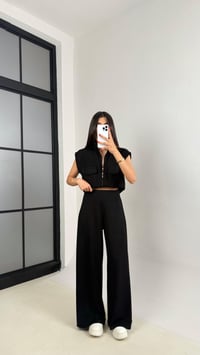 Siyah Cepli Yelek Beli Lastikli Pantolon Modal Eşofman Takım Gaus00523GausTAKIMGU1002229
