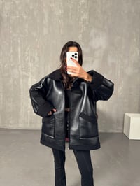 Melon Siyah Deri İçi Peluş Biker CeketGausCEKETGU00903922