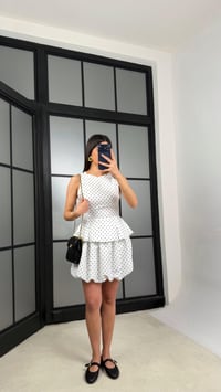 Beyaz Puantiye Desenli Etek Bluz İkili Takım PNY07 GAUS-01340GAUSTAKIMGAUS-01340