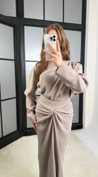Vizon Drape Detaylı Etek Bluz Tencel Takım GAUS-01176GAUSTAKIMGAUS-01176