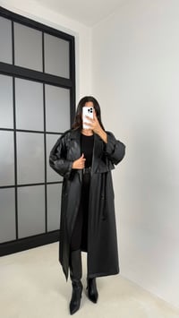 Siyah Kuşaklı Astarlı Premium Deri Trençkot GAUS-00127GAUSTRENÇKOTGAUS-00127