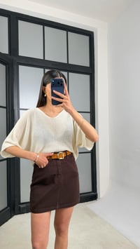 Acı Kahve Kemerli Kot Etek GAUS-01475GAUSETEKGAUS-01475