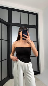 Siyah Straplez Basic Crop GAUS-01350GAUSالكروب توب GAUS-01350