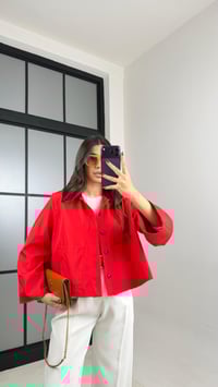 Kırmızı Çıtçıt Düğmeli Astarlı Cepli Ceket GAUS-00913GAUSCEKETGAUS-00913