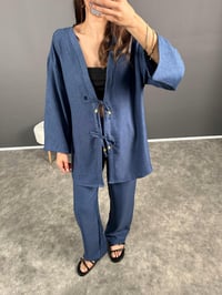 Gai Lacivert Kimono Keten TakımGausTAKIMGU008020