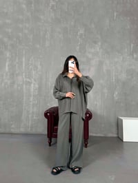 Haki Cepli Gömlek Beli Lastikli Pantolon Tensel Takım Gaus00134GausTAKIMGU1001304