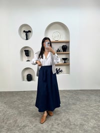 Gosa Lacivert Beli Lastikli Gabardin Kumaş EtekGausETEKGU008960