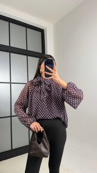 Mor Puantiyeli Şall Detaylı Şifon Gömlek GAUS-01108GAUSShirtGAUS-01108