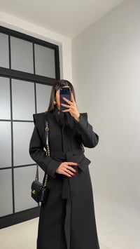 Siyah Astarlı Kuşaklı Cep Detaylı Premium Kaşe Kaban GAUS-00963GAUSKABANGAUS-00963