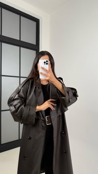 Kahve Kuşaklı Astarlı Premium Deri Trençkot GAUS-00127GAUSTRENÇKOTGAUS-00127