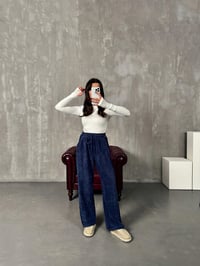 Mexa Lacivert Beli Lastikli Kadife Eşofman AltıGausEŞOFMANGU00903929