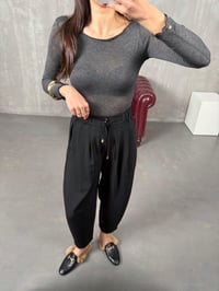 Dona Siyah İthal Kumaş Beli Lastikli Jogger PantolonGausPANTOLONGU100499