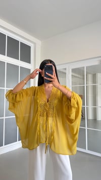 Hardal Dantel Detaylı Transparan Bluz GAUS-01648GAUSBLUZGAUS-01648
