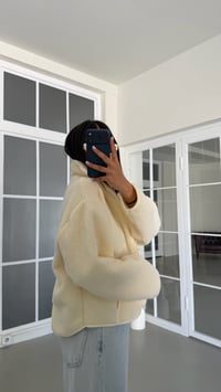 Krem Fermuarlı Cepli Polar Sweatshirt GAUS-02031GAUSالسويت شيرت GAUS-02031