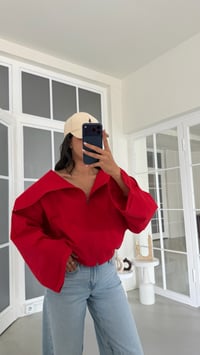 Kırmızı Geniş Yakalı Astarlı Paraşüt Kumaş Ceket GAUS-02161GAUSJacketsGAUS-02161