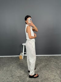 Menix Beyaz Müslin Kumaş Paçası Saçaklı PantolonGausPANTOLONGU008416