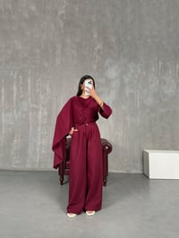 Bordo Şal Detaylı Keten Takım Gaus00142GausTAKIMGU1001330