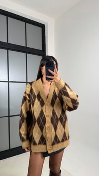 Camel Baklava Desenli Triko Hırka GAUS-00627GAUSHIRKAGAUS-00627