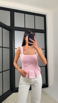 Pembe İp Detaylı Korse GAUS-01426GAUSBLUZGAUS-01426