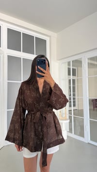 Kahve Desenli Kimono GAUS-01788GAUSالبلوزات GAUS-01788