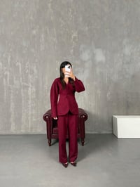 Roni Bordo Belden Oturtmalı Ceket Pantolon Premium TakımGausTAKIMGU100417