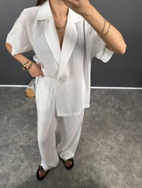 Sis Beyaz İthal Kumaş Premium Tek Düğmeli  İkili Takım GausTAKIMGU008233