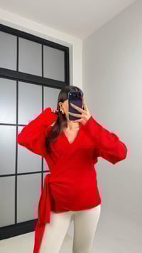 Kırmızı Bağlama Detaylı Triko Hırka GAUS-00888GAUSKAZAKGAUS-00888