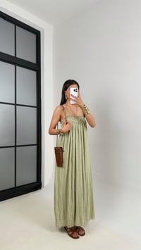 Yeşil Ayarlanabilir Askılı Astarlı Gipeli Tasarım Keten Takım Gaus00484GausELBİSEGU1002134
