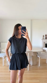 Antrasit OYS Model Beli Lastikli Modal Şort Tulum GAUS-01705GAUSJumpsuitsGAUS-01705