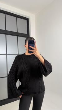 Siyah Saç Örgülü Pinterest Kazak GAUS-00711GAUSKAZAKGAUS-00711