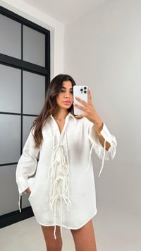 Beyaz Önden Bağlamalı Müslin Gömlek Gaus00564GausGÖMLEKGU1002319