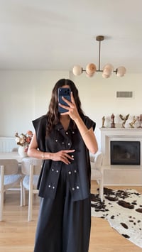 Siyah Yelek Beli Lastikli Şalvar Pantolon İkili Modal Takım GAUS-01652GAUSSuitsGAUS-01652