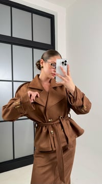 Kahve Ceket Etek İkili Süet Takım GAUS-00473GAUSTAKIMGAUS-00473