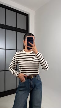 Kahve Beyaz Çizgili Basic Md Muadil Bluz GAUS-00640GAUSBLUZGAUS-00640