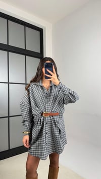 Yeşil Ekose Desenli Kemerli Tasarım Elbise GAUS-01162GAUSDressesGAUS-01162